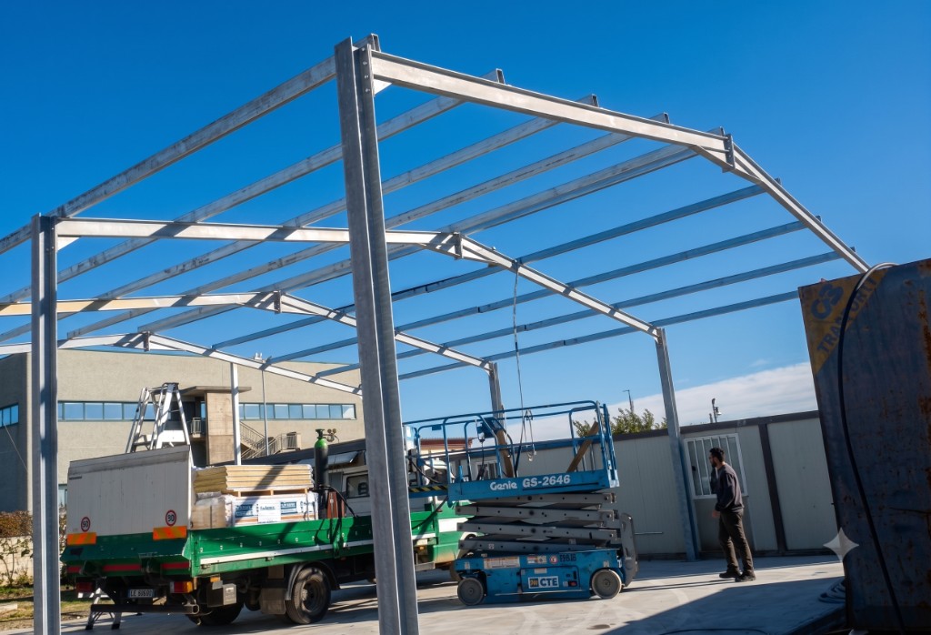 Carpenteria metallica per capannone industriale — Industrial warehouse steel framework